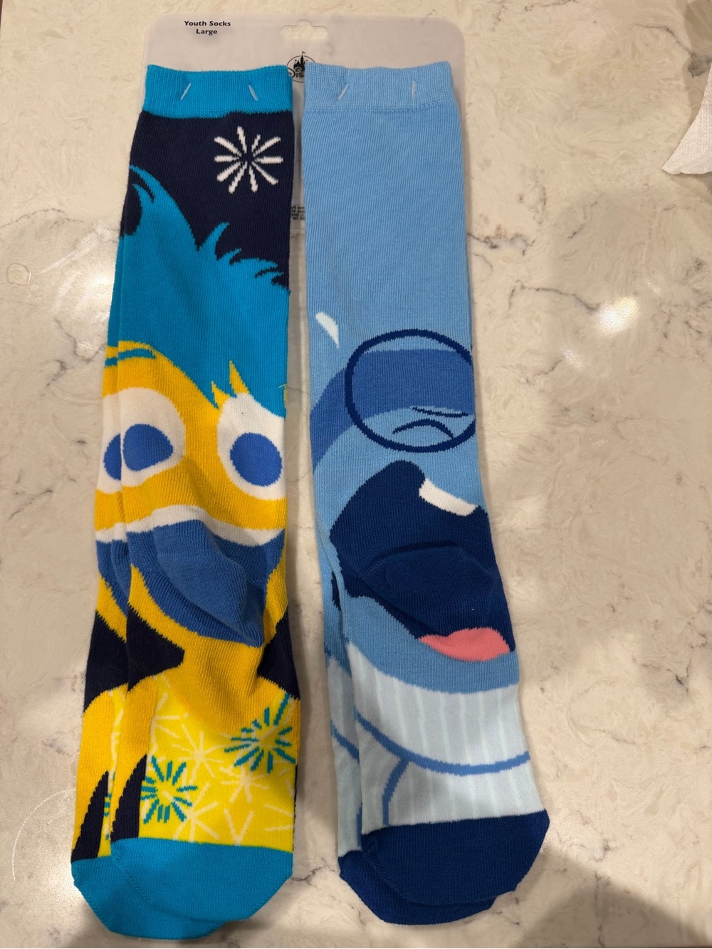 Disney Youth Socks Joy & Sadness Pixar Inside Out two Pair